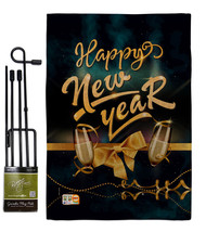 Cheerful New Year Burlap - Impressions Decorative Metal Garden Pole Flag... - £26.75 GBP