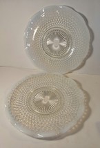 2 Moonstone Hobnail Fluted Glass Serving Plates 10.5&quot; Wide - £22.01 GBP