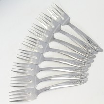 Oneida Roseanne Salad Forks 6 1/4&quot; Stainless Lot of 8 - £15.34 GBP