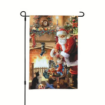 New Retro Santa Claus Garden Flag 12&quot;X18&quot; Welcome Hanging Christmas Holiday - £4.57 GBP