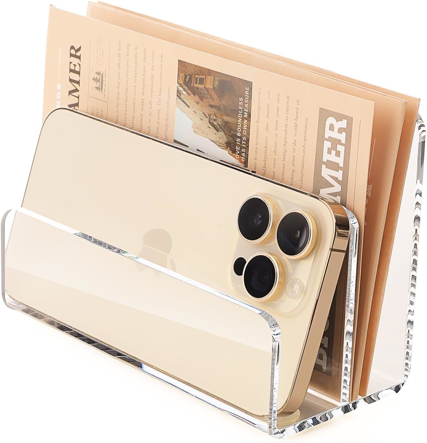 Desk Mail Organizer, 2 Section Clear Acrylic File Holder Letter, School - $19.13