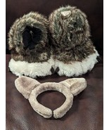 Great Wolf Lodge Wolf Ears Headband And SLIPPERS!! Size 10-12 READ - $31.19