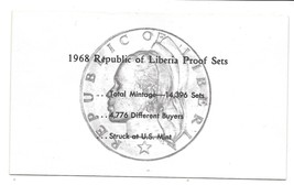 1968 Liberia 6 Coin C.O.A. Document~No Coins - £3.24 GBP