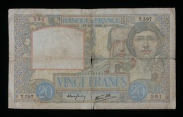 1940 France 20 Francs Note Science Et Travail Banque de France ( P#92a.4 ) - $52.44