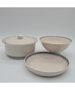 Pfaltzgraff Aura Pink Hostess Set 3 PC 1990&#39;s Blue/Gray and Pink bands - $2,971.02 MXN