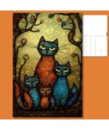  Feline Fiesta Postcard: Whimsical Cat Family Portrait Extravaganza!  - £4.73 GBP