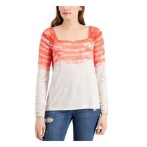Fever Womens Large Cherry Tomato Tie Dye Long Sleeve Square Neck Top NWT AL38 - £15.38 GBP
