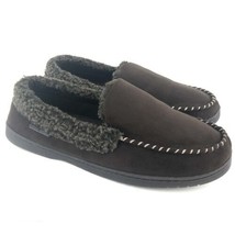 Dearfoams Eli Slippers Men&#39;s Size 9-10 Medium Brown Memory Foam Moccasins EUC - £17.12 GBP