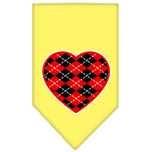 Argyle Heart Red Screen Print Bandana Yellow Size Large - £9.26 GBP