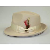 Men BENTLY HEADWEAR Hat Australian Wool Pinch Front Fedora Hudson HU429 Bone image 3