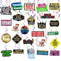 25 Piece Retirement Party Hanging Swirls Decorations, Hilarious Happy Retirement - £19.55 GBP