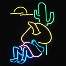 New Mexico Hat Moon Cactus Light Bar Beer Neon Sign 24&quot;x20&quot; - £200.48 GBP
