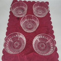 Arcoroc France Salad Bowls 5&quot; Cut Chrystal Glass Clear Star Burst Diamond  5Pc  - £17.14 GBP