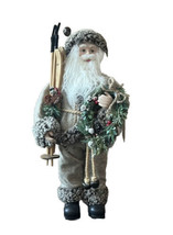 Santa Claus holding wreath and sleds Christmas Holiday Figurine New - £50.81 GBP
