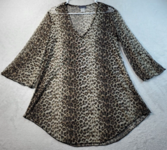 Jordan Taylor Short Dress Womens Small Brown Leopard Print Long Sleeve V Neck - £12.39 GBP