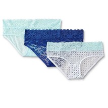 Simply Styled Women&#39;s Lace Bikini Panties 3 Pair Blue White Dots Blue MEDIUM New - £9.97 GBP