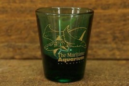 Vintage Advertising Barware Shot Glass Green The Maritime Aquarium Norwalk CT - £7.82 GBP