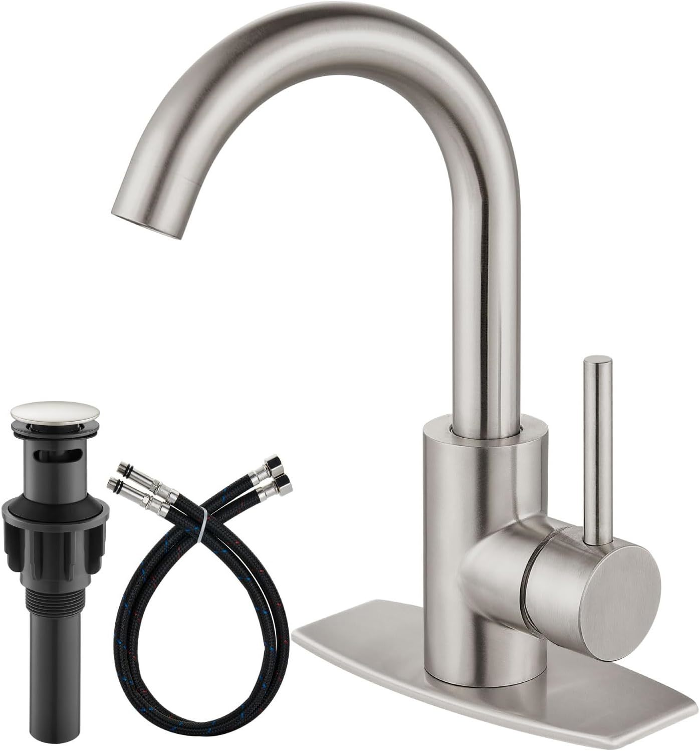 Airuida Sus304 Lavatory Mixer Tap Deck Mount Bathroom Sink, Brushed Nickel - $47.96