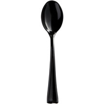 100 Black Heavyweight 4&#39;&#39; Plastic Taster Spoons - £7.91 GBP