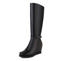 High Platform Boots Women Wedge Knee High Boots Winter Ladies Shoes Casual Round - £56.33 GBP