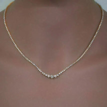 30Ct Round Cut Lab Created Diamond Women's Tennis Necklace 14K White Gold Plated - $257.39
