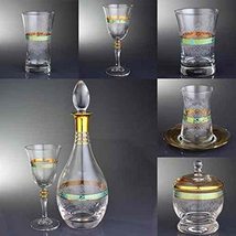 LaModaHome Gilded Complete Glasses Drinking Set Includes Wine, Long Beverage, Wa - £409.87 GBP