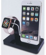 New CHARGING CRADLE For Apple iPhone &amp; Smart Watch Sleek Black Multifunc... - £14.00 GBP