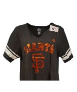 Women&#39;s Majestic San Francisco Giants V-Neck S/S T-Shirt, Heather Gray, 1X - £11.67 GBP