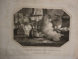 TOMLINSON Original c1808 Engraving Defeat French Warship Linois Commodore Dance - £26.09 GBP