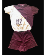 1970s Cheerleader Outfit Uniform Supply Co Wool 40 Burgundy White Vintage - $3,421.04 MXN