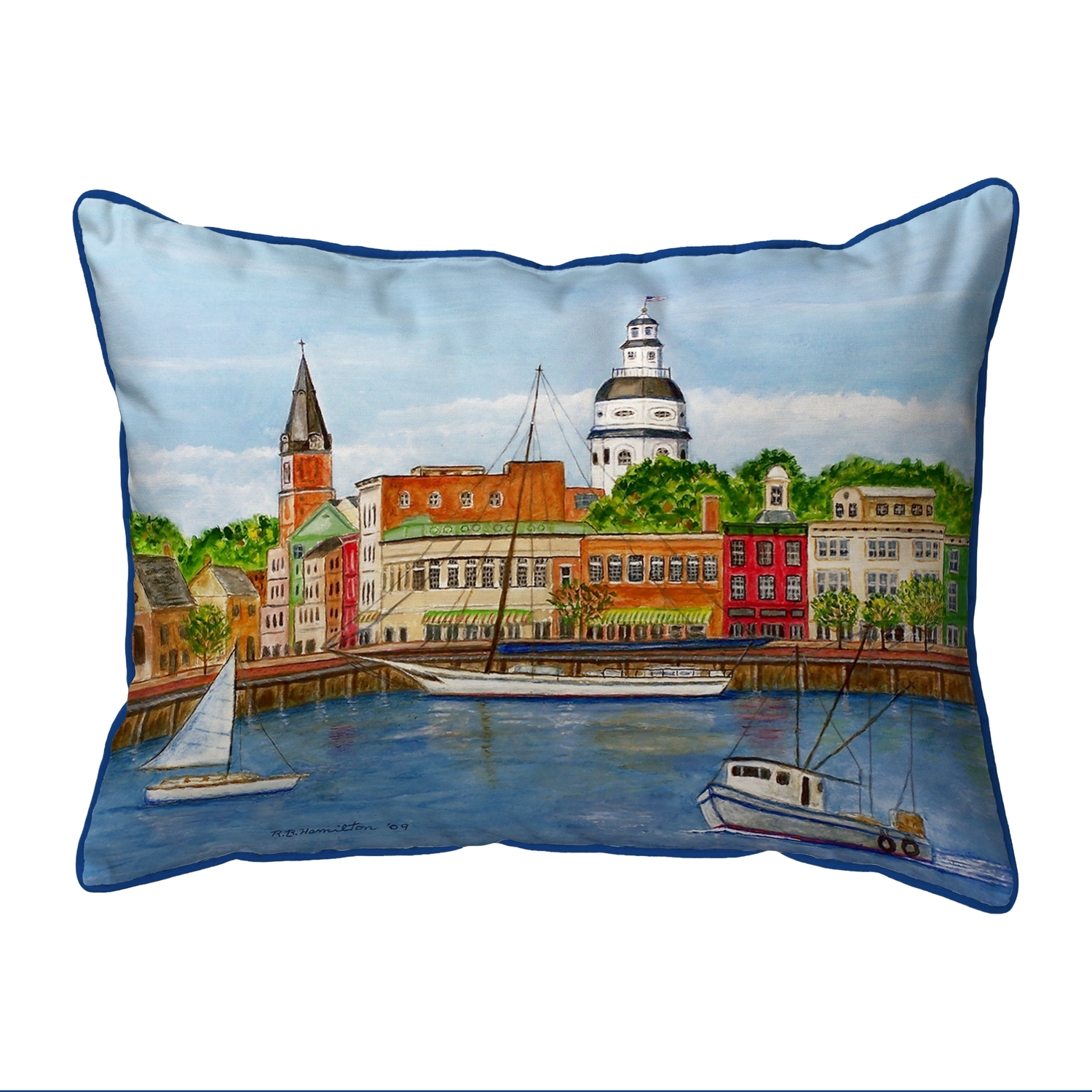 Primary image for Betsy Drake Annapolis City Dock Extra Large 20 X 24 Indoor Outdoor Pillow