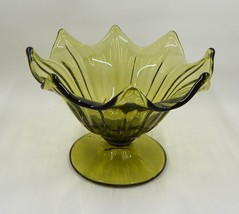 Westmoreland Glass Lotus Olive Green Pedestal Open Candy Compote Dish - $29.99