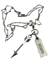 Silvertone Necklace with XOXO and Arrow Pendants, 30&quot; Chain,  Marked SH  - $7.59