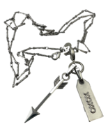 Silvertone Necklace with XOXO and Arrow Pendants, 30&quot; Chain,  Marked SH  - $7.59