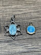 Vintage Lot of 2 Virgin Mary Pendants Religious Catholicism KG JD - $12.87