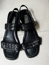 Vintage Cole Haan Black Woven Leather Women’s Sandals - size 8 Beautiful! - £32.03 GBP