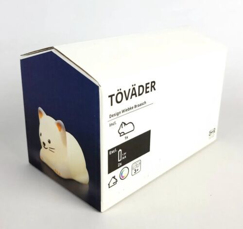 IKEA Tovader LED Night Light 5" White Cat Children Bedroom Battery Operated New - £19.92 GBP