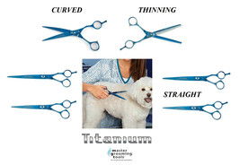 Pro Series TITANIUM&amp;440C Stainless Steel Shears Scissors Pet Dog Cat Grooming - $44.99+