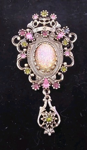 Sarah Coventry Contessa Brooch Pendant Gold Tone Crown 3&#39;&#39; Sparkle Stone... - £17.45 GBP