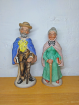 Old Man &amp; Woman w Walking Stick &amp; Book in Hand - Ceramic Crown Royal Home Decor - $7.88