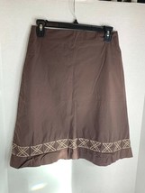 Final Touch Womens Sz S Brown Skirt Embroidered Tan Hem  - £9.37 GBP