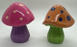 Set of 2 Mushroom Figurines Small Resin Multicolor Home Garden Decor - £8.69 GBP