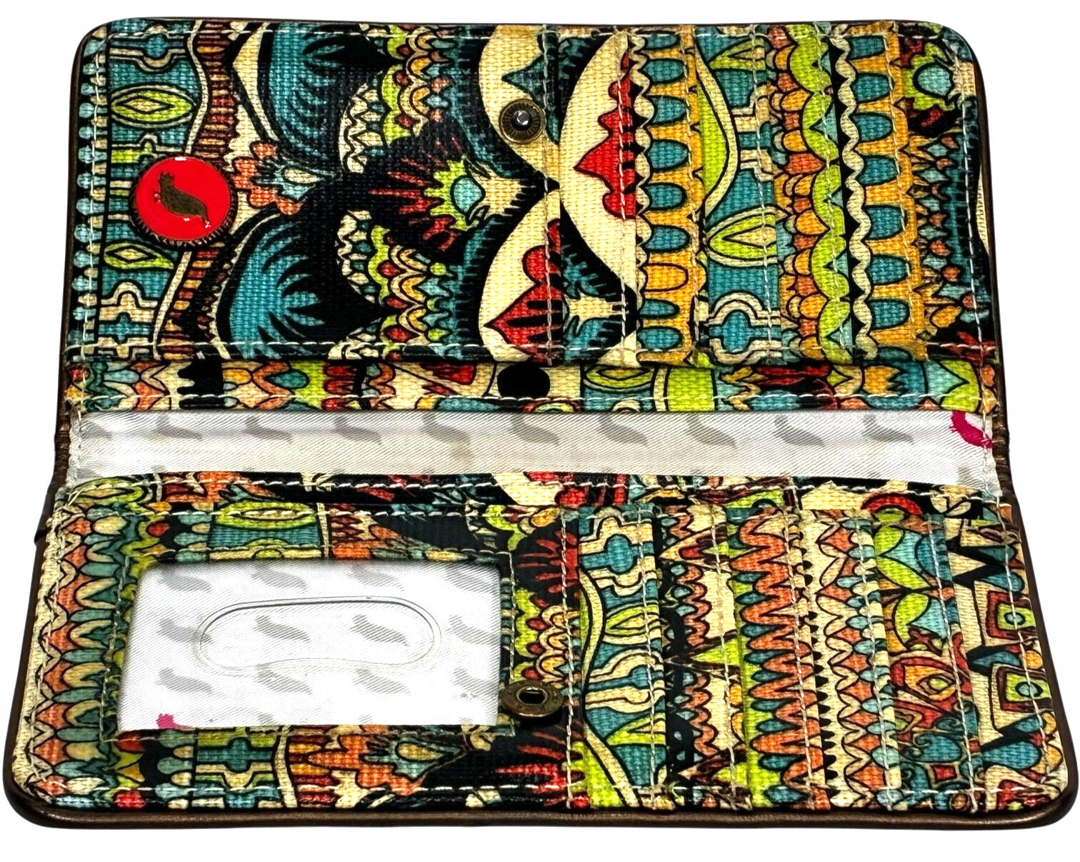 Sakroots Wallet Clutch Peace Double Zipper Multicolor Embroidery Trim Boho Bird Item image 2