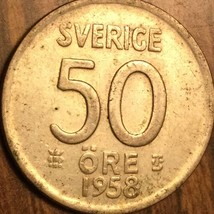 1958 Sweden 50 Ore Coin - £2.03 GBP