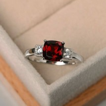 925 Sterling Silver Certified Handmade 5ct Garnet Gemstone Engagement Ring - £39.56 GBP
