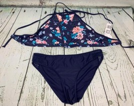 Women Halter Bikini Swimsuit High Neck Bathing Suits Two Piece Swimwear Navy L - £18.68 GBP