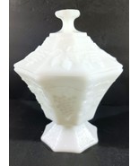 Vintage Anchor Hocking WHITE MILK GLASS OCTAGON COMPOTE Candy Dish Grape... - $23.44 CAD