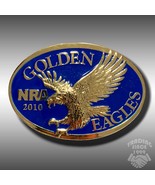 Belt Buckle NRA 2010 Golden Eagles Oval Gold-Tone And Blue American Eagle - £39.77 GBP