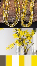 long boho bracelets/necklaces, artisan seed bead mix, yellow, bronze, white - £30.44 GBP