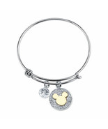 Disney&#39;s Micky Mouse Women&#39;s Solid Cable Bangle Bracelet Stainless Silve... - £27.87 GBP